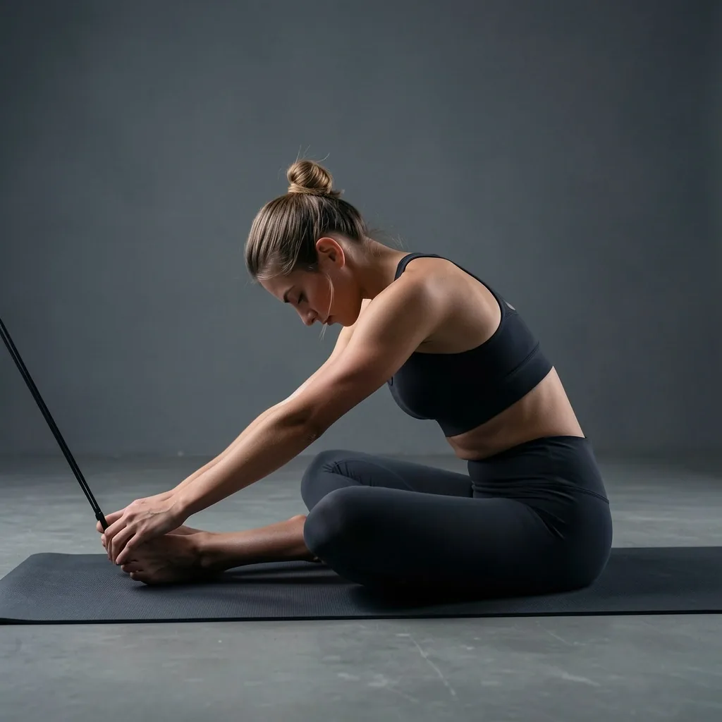Beginner stretching on yoga mat